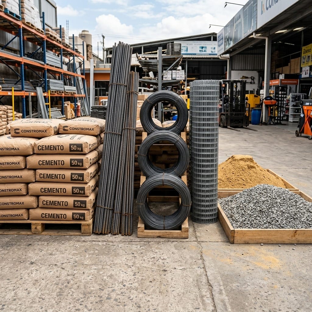Bodega de materiales de construcción — cemento, fierros, malla, áridos